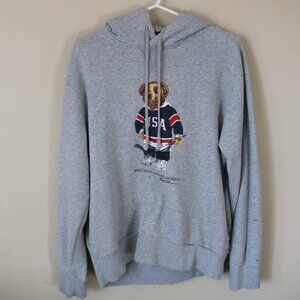 Polo By Ralph Lauren Polo Bear Grey Hoodie Hockey USA size Large